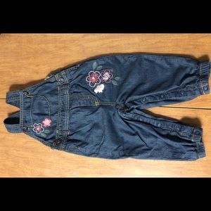 Carter’s Sz 12M Floral Decal Jean Overalls NWOT